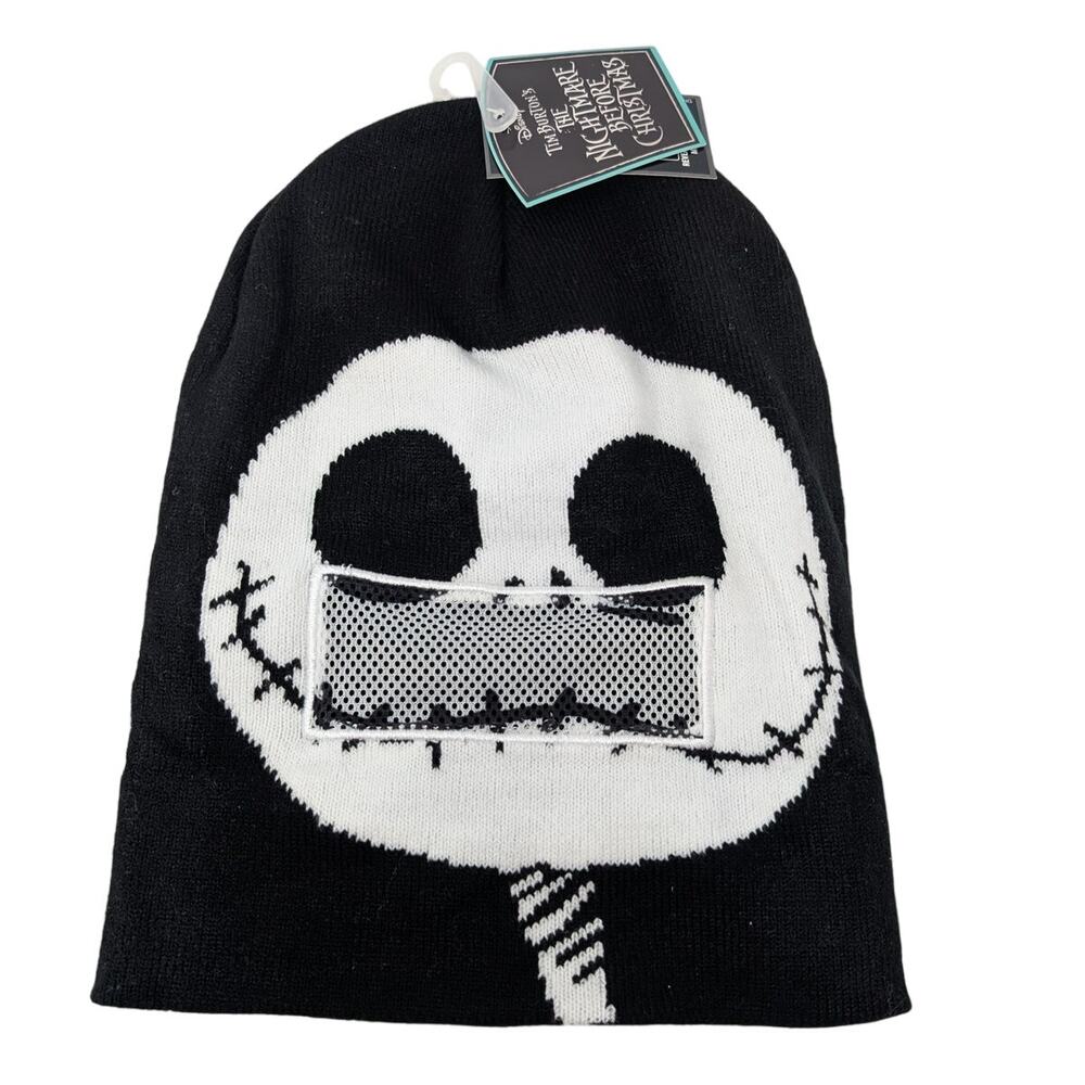 Disney Nightmare Before Christmas Jack Skellington Roll-Down Beanie Hat Black